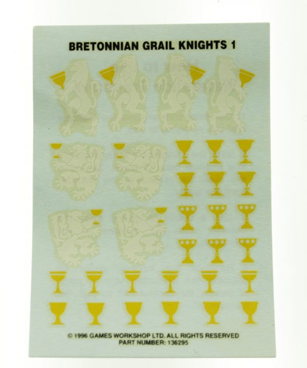 Warhammer Bretonnia Grail Knights Transfer Sheet