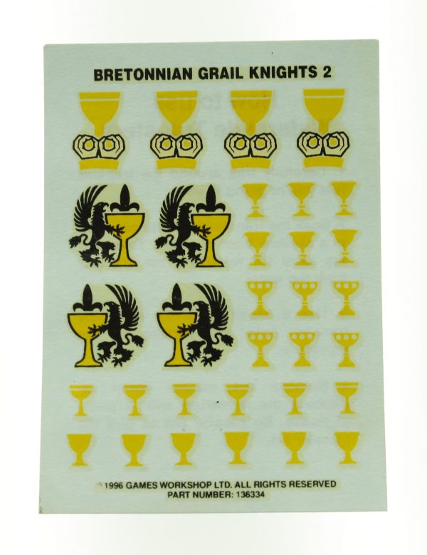 Warhammer Bretonnia Grail Knights Transfer Sheet